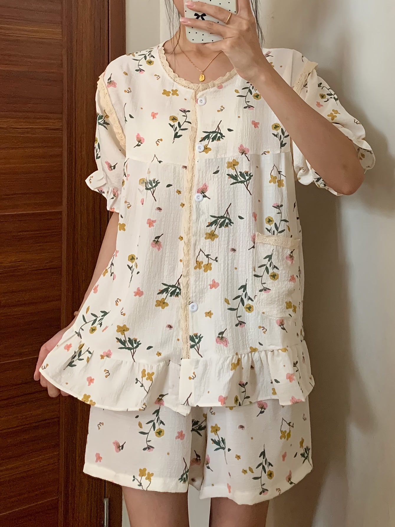 Gebloemde Knop-up Set | Zomer Outfit Dames | Schattige Casual Set