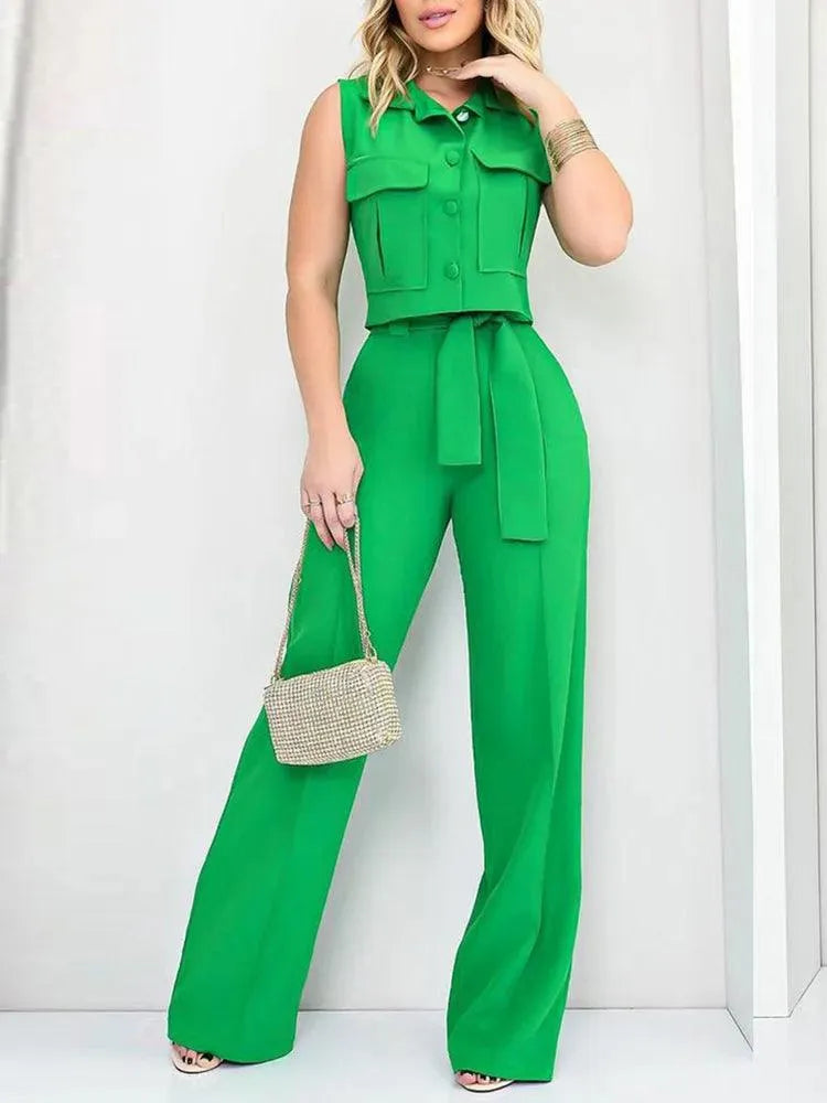 Dames jumpsuit oversized sexy broekpak dames zomer mouwloos gedraaide knopen katoen linnen riembroek knoopopeningen losse lange broek met zakken sportuitrusting dames set, zwart, XL