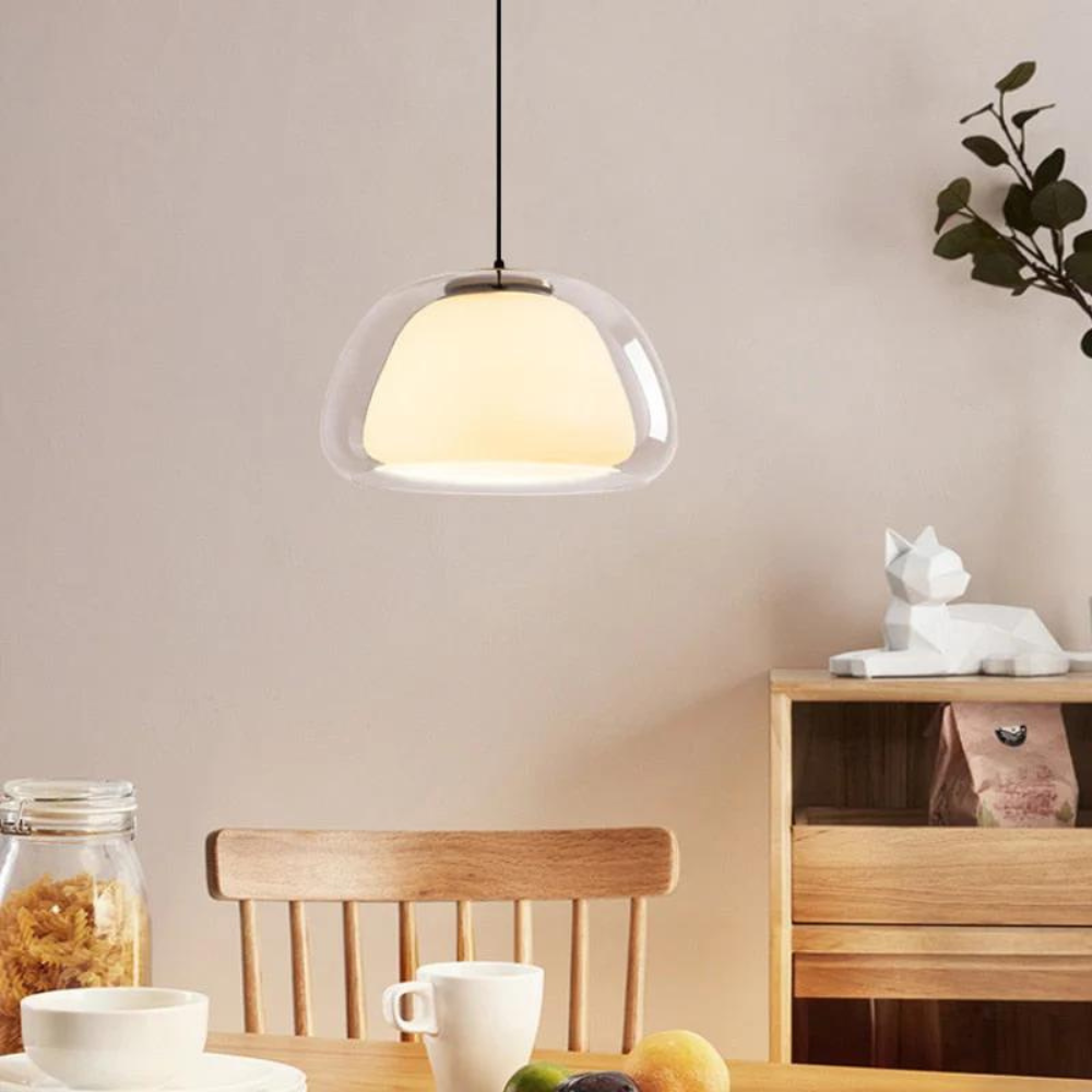 Le Dôme Cristallin | Glazen Koepelontwerp | Modern Design | Verstelbare Kabel van 120cm | Geschikt voor E27 Lampen | Perfect voor Minimalistische Interieurs | Voor Woon- en Commerciële Ruimten