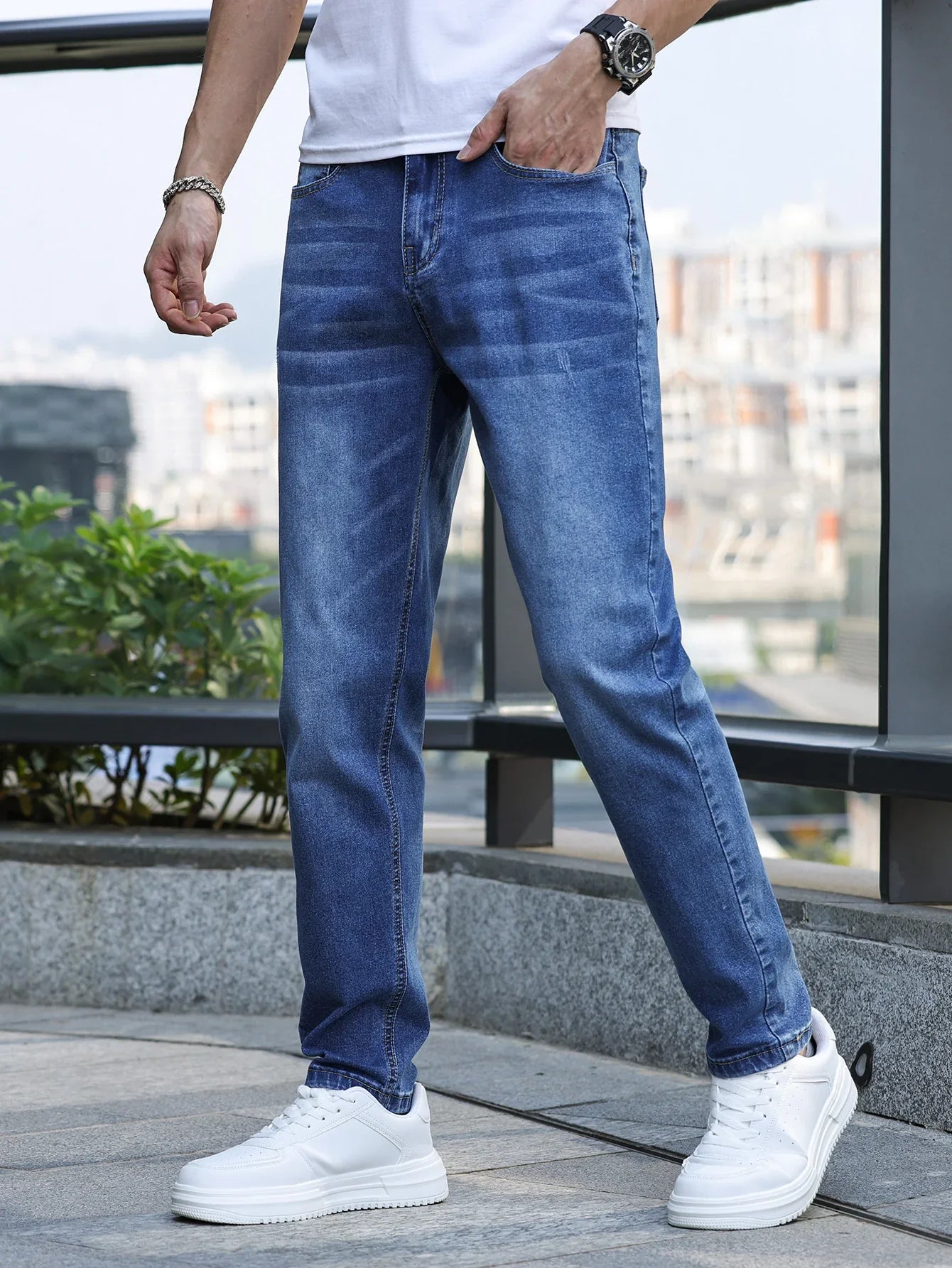 Heren Jeans met Stretch – Comfortabele Denimbroek met Klassieke Pasvorm voor Dagelijks Gebruik