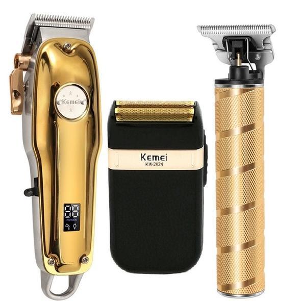 3-in-1 Professionele Haartrimmer Set - Draadloze Trimmer, T-Blade Outliner en Foil Scheerapparaat voor Mannen