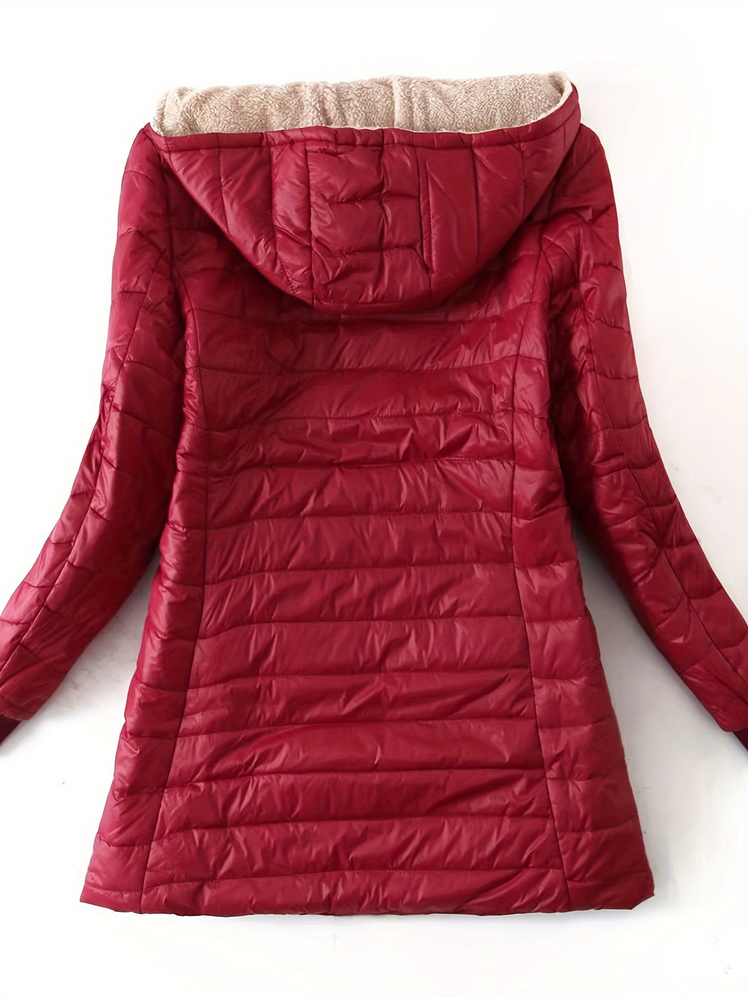 Visconte Dames Fleece Jas – Mid-Length Hooded Winterjas, Slim Fit, Fleece-Gevoerd, Minimalistische Warme Jas voor Winter
