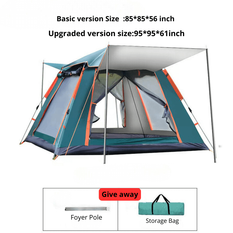Snelle Tent 2-4 Persoons – Waterdicht, Lichtgewicht, Oxford Doek met Ventilatie