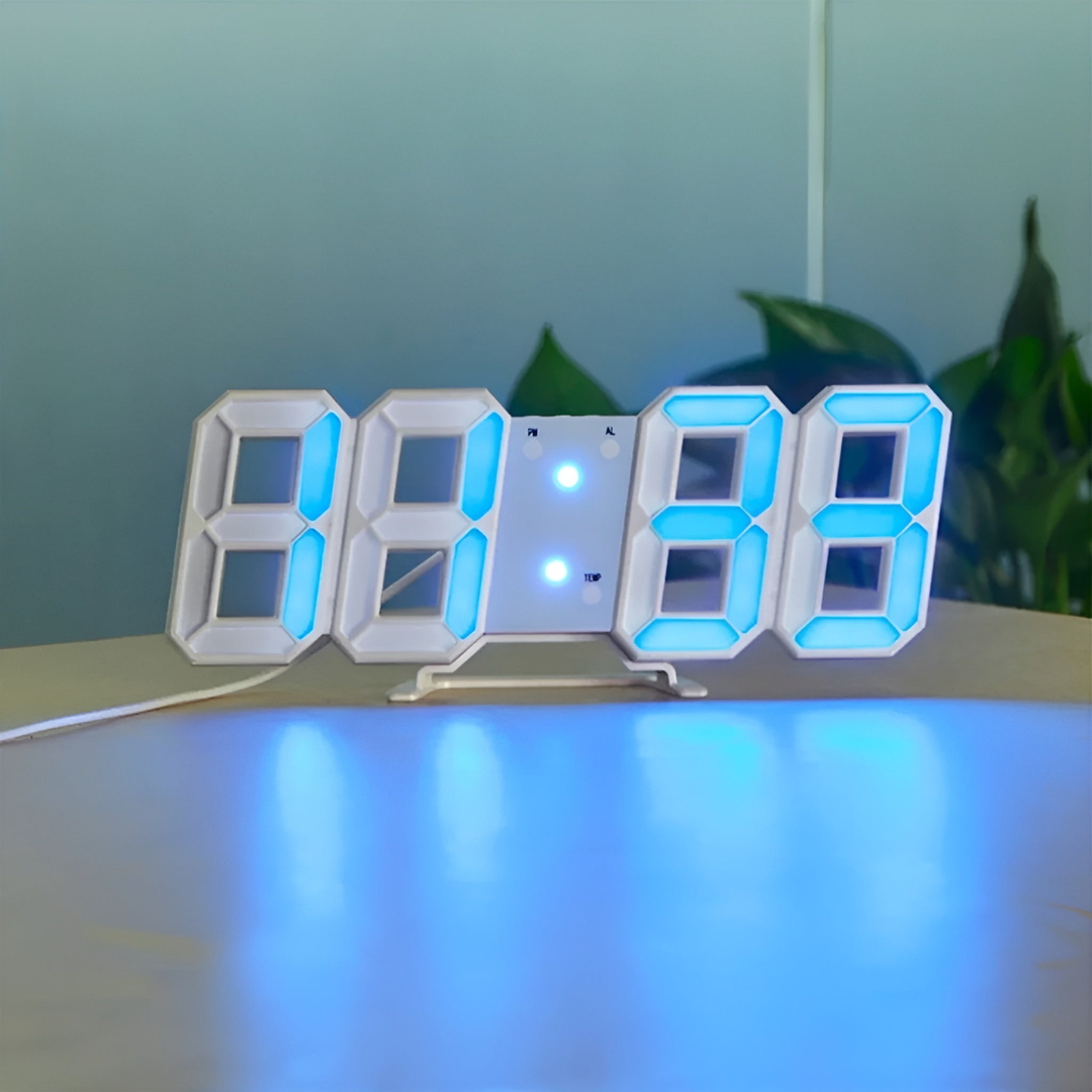 Nyvox | Futuristische LED Wandklok met 3D Technologie | Moderne Digitale Tijdsweergave voor Woonkamer en Kantoor | Eenvoudige Bediening | Stijlvolle Muurdecoratie | Minimalistisch Design | Display Digitaal