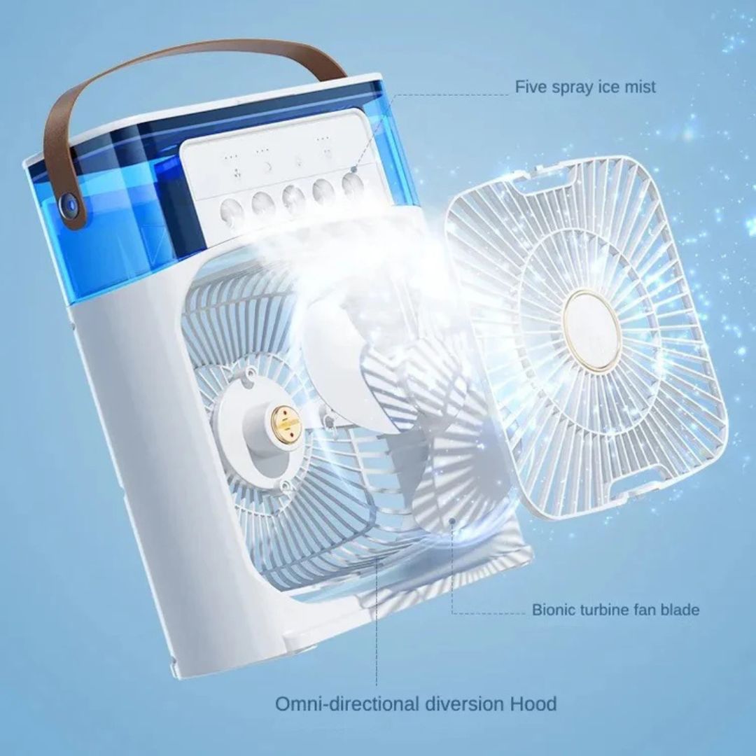 3-in-1 Air Cooler, Luchtbevochtiger & Luchtreiniger – Draagbare Airco voor Binnengebruik met LED Licht