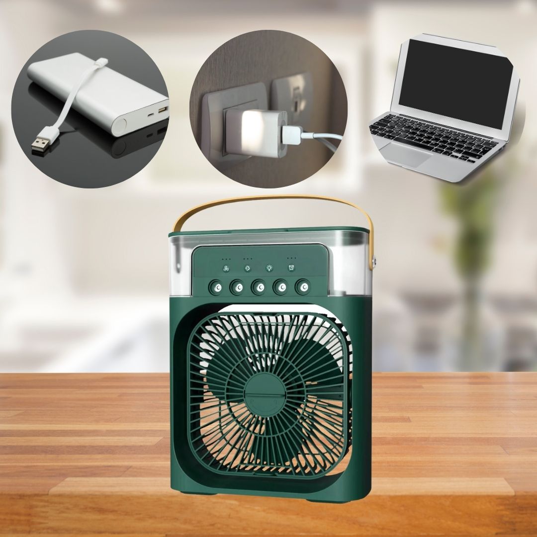 3-in-1 Air Cooler, Luchtbevochtiger & Luchtreiniger – Draagbare Airco voor Binnengebruik met LED Licht