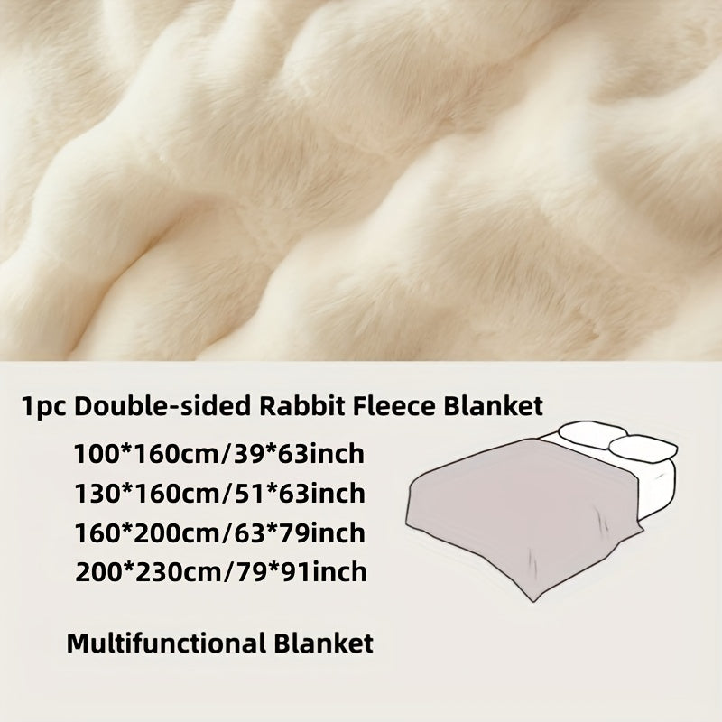 Double-sided Faux Rabbit Fleece Blanket | Soft Warm Blanket - Multifunctional for Bedroom, Sofa and Travel - For All Seasons