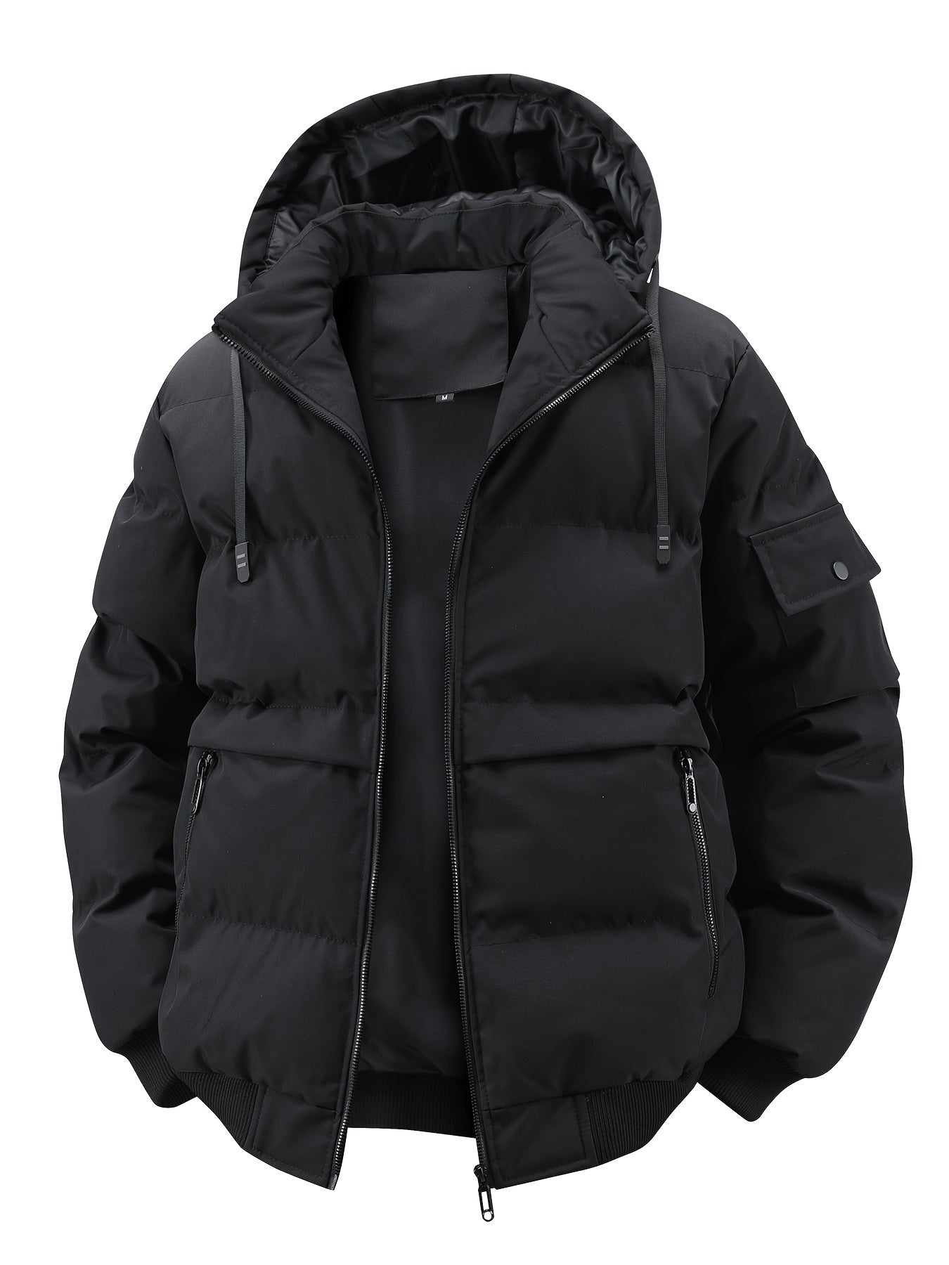 Visconte Heren Winterjas – Heavy-Duty Hooded Full-Zip Jas met Mouwzakken, Navy Cold-Weather Outdoorjas, Casual & Formeel