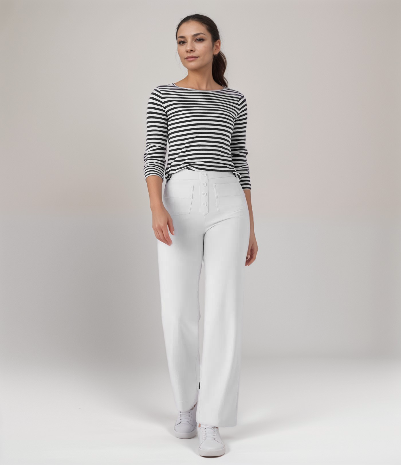 Lena - Elastische broek met hoge taille