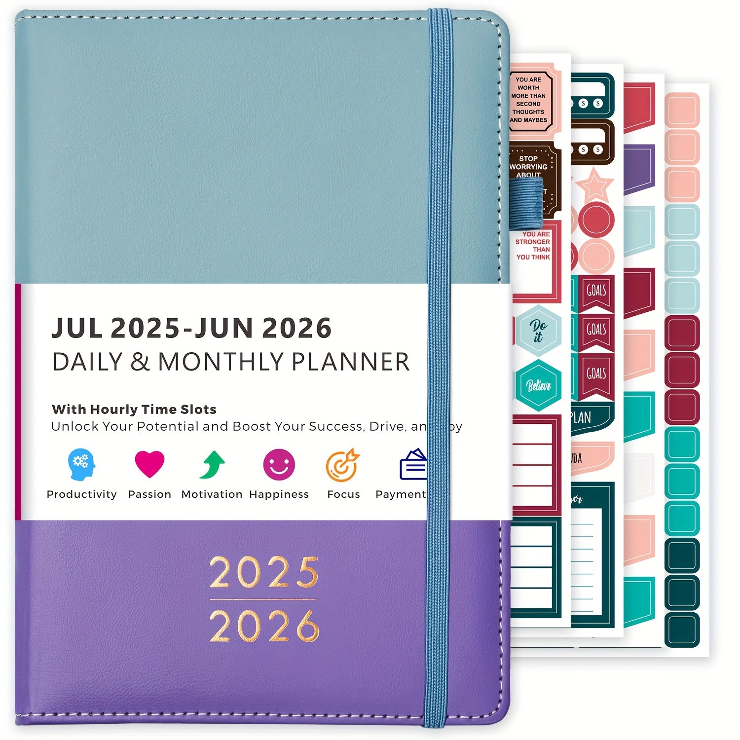 2025-2026 planner met maand- en dagschema | Agenda | Luxe lederen planner met tabs en opbergvak