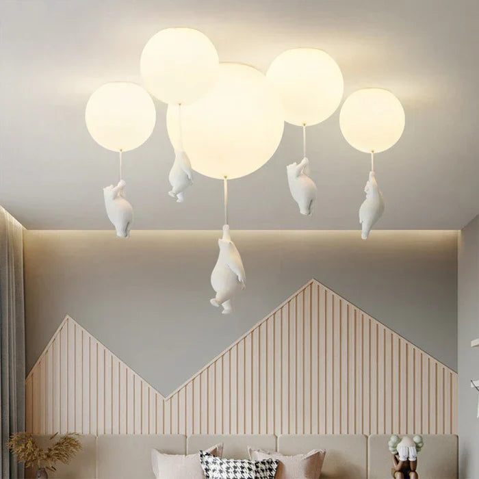Kinderhanglamp | Beer en Ballon Design | CloudBear | Speels en Uniek Ontwerp | LED Verlichting | Hoogwaardig Kunststof en Metaal | Voor Kinderslaapkamers | 40 cm Diameter