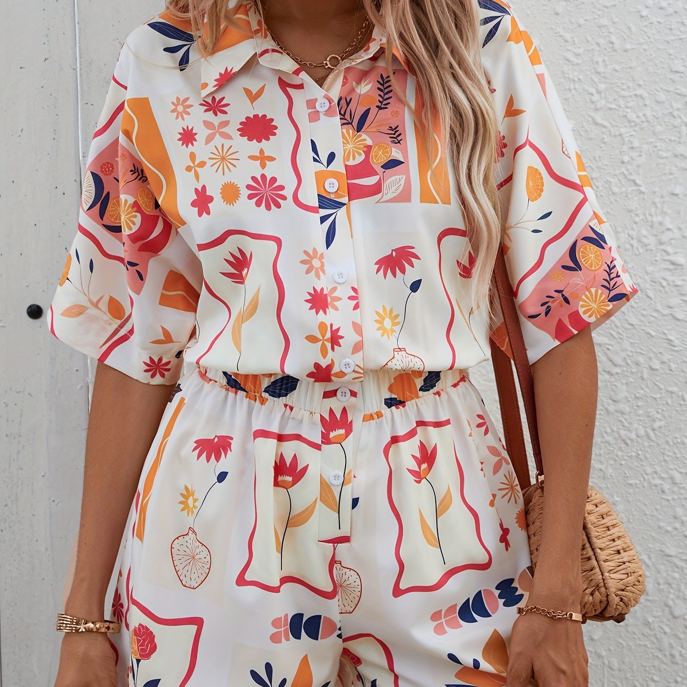 Grafische korte set met heldere prints | Zomer Outfit Dames | Vrolijke Zomerlook