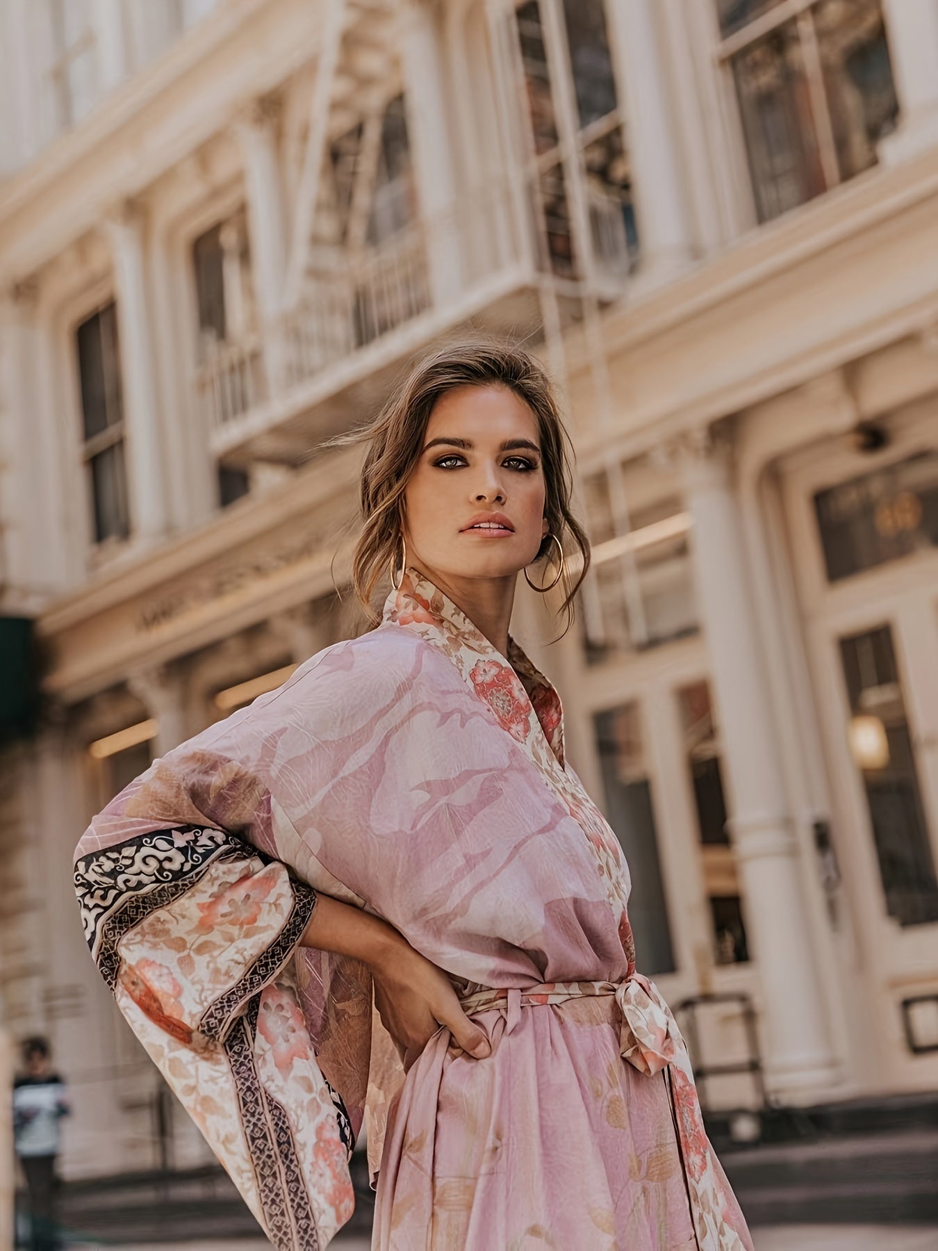 Barbara | Lange kimono met bloemenprint dames
