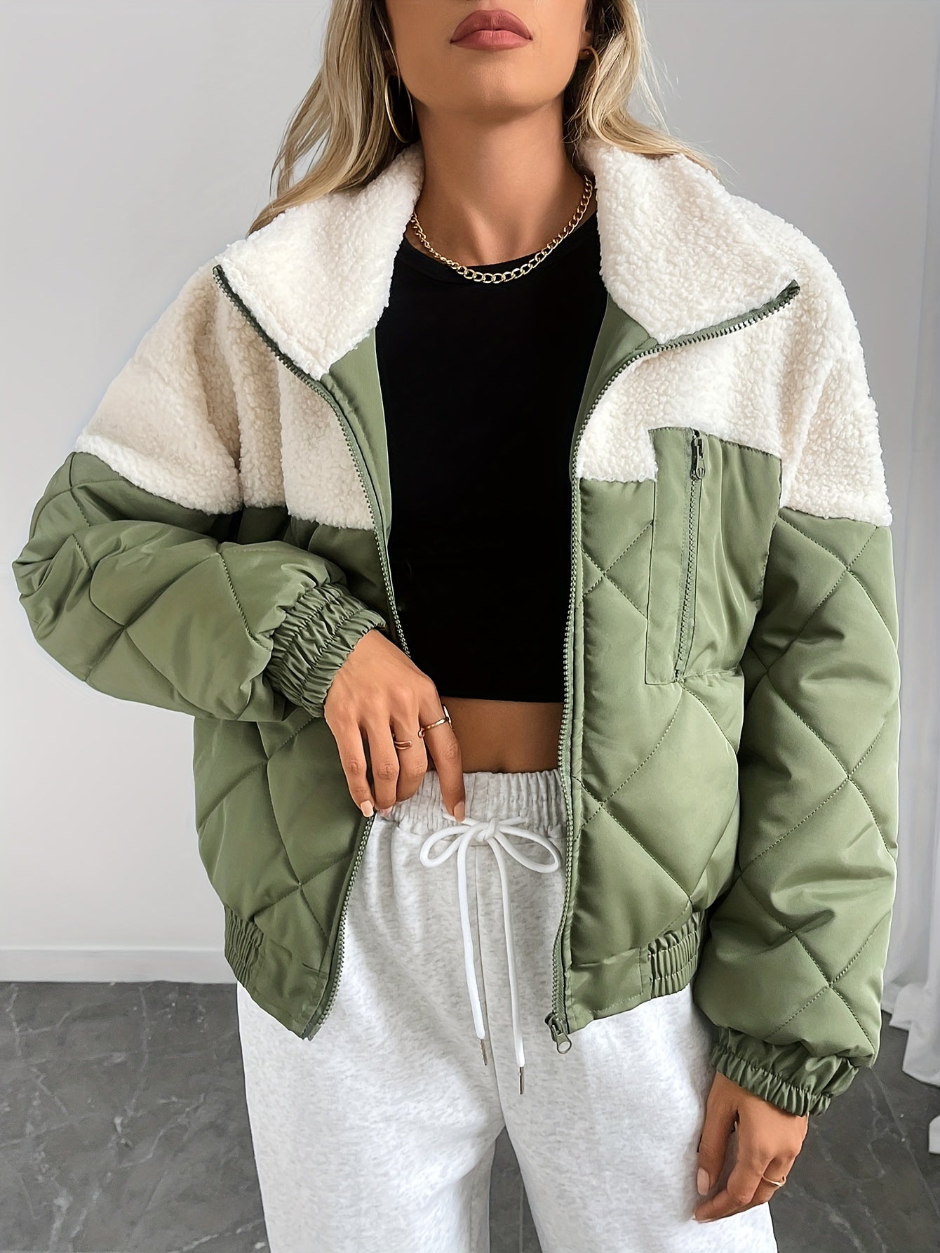 Quilted Tussen Jas | Casual Ronde Hals - Lange Mouwen - Herfst/Winter
