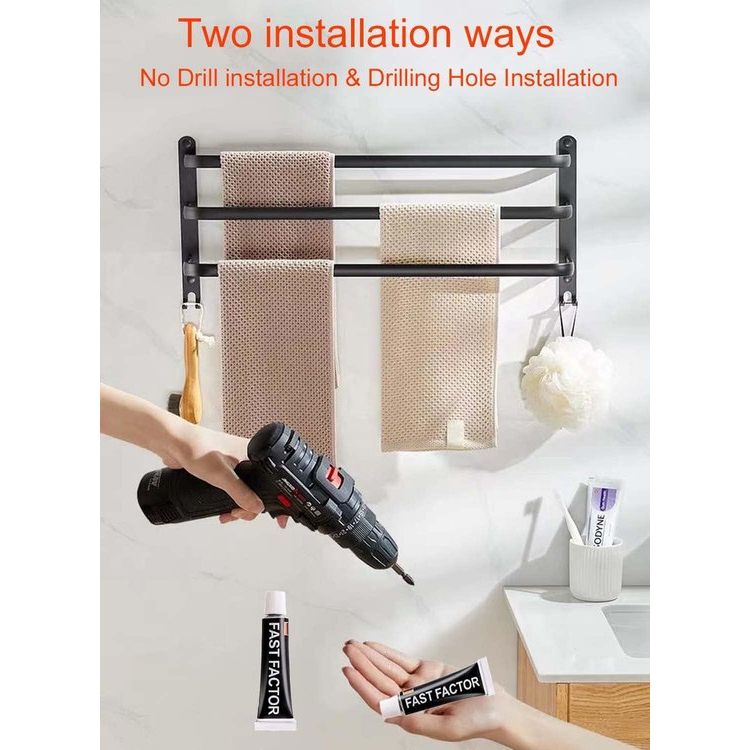 80 cm Handdoekrek Geen Boren Nodig, Handdoekrek Zwart, Handdoekrek Badkamer, Handdoekrek Muur Badkamer Accessoireset, 80 cm Handdoekstang Handdoekenrek Badkamer, Badkameraccessoireset