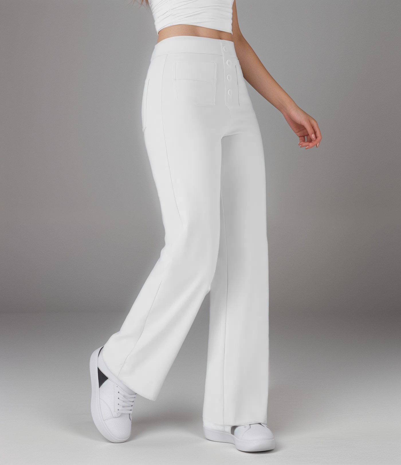 Lena - Elastische broek met hoge taille
