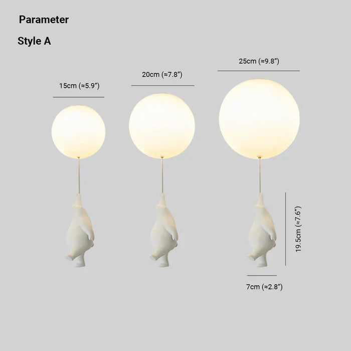 Kinderhanglamp | Beer en Ballon Design | CloudBear | Speels en Uniek Ontwerp | LED Verlichting | Hoogwaardig Kunststof en Metaal | Voor Kinderslaapkamers | 40 cm Diameter