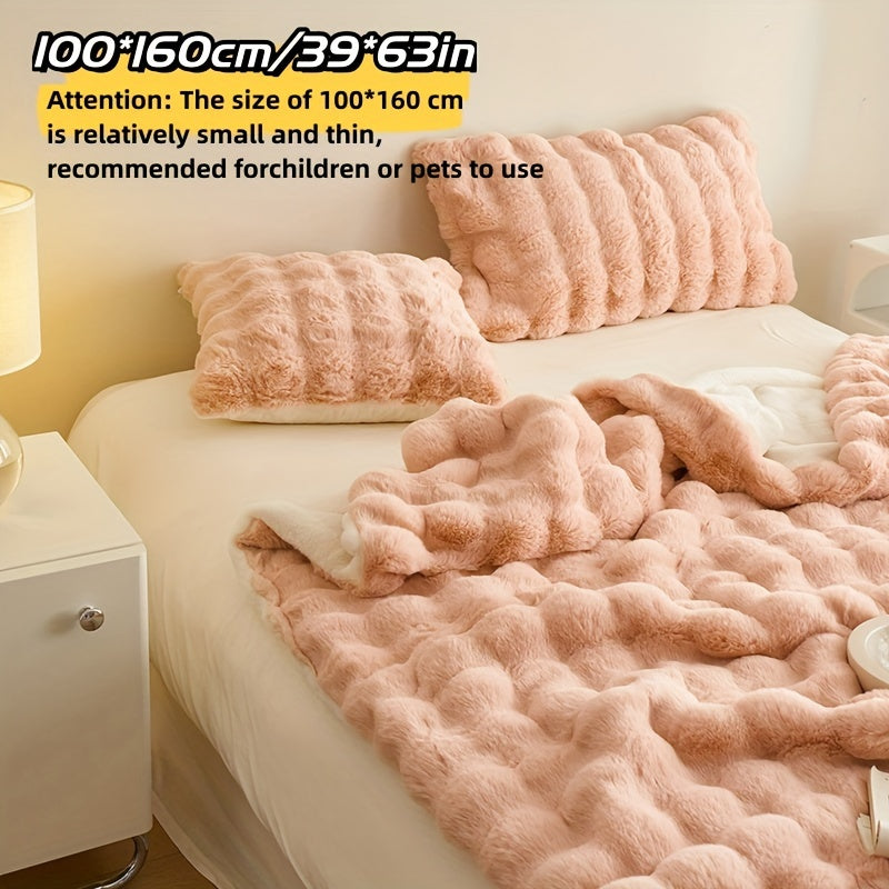 Double-sided Faux Rabbit Fleece Blanket | Soft Warm Blanket - Multifunctional for Bedroom, Sofa and Travel - For All Seasons