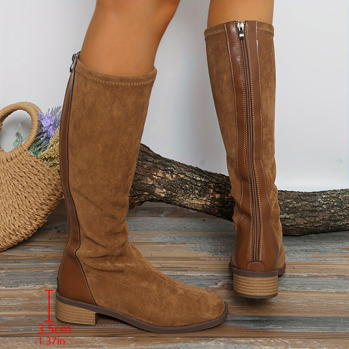 Dames Laarzen - Hoge Blokhak - Faux Leer - Stijlvolle Westerse Look - Zacht Voeringmateriaal - Perfect voor Koude Dagen