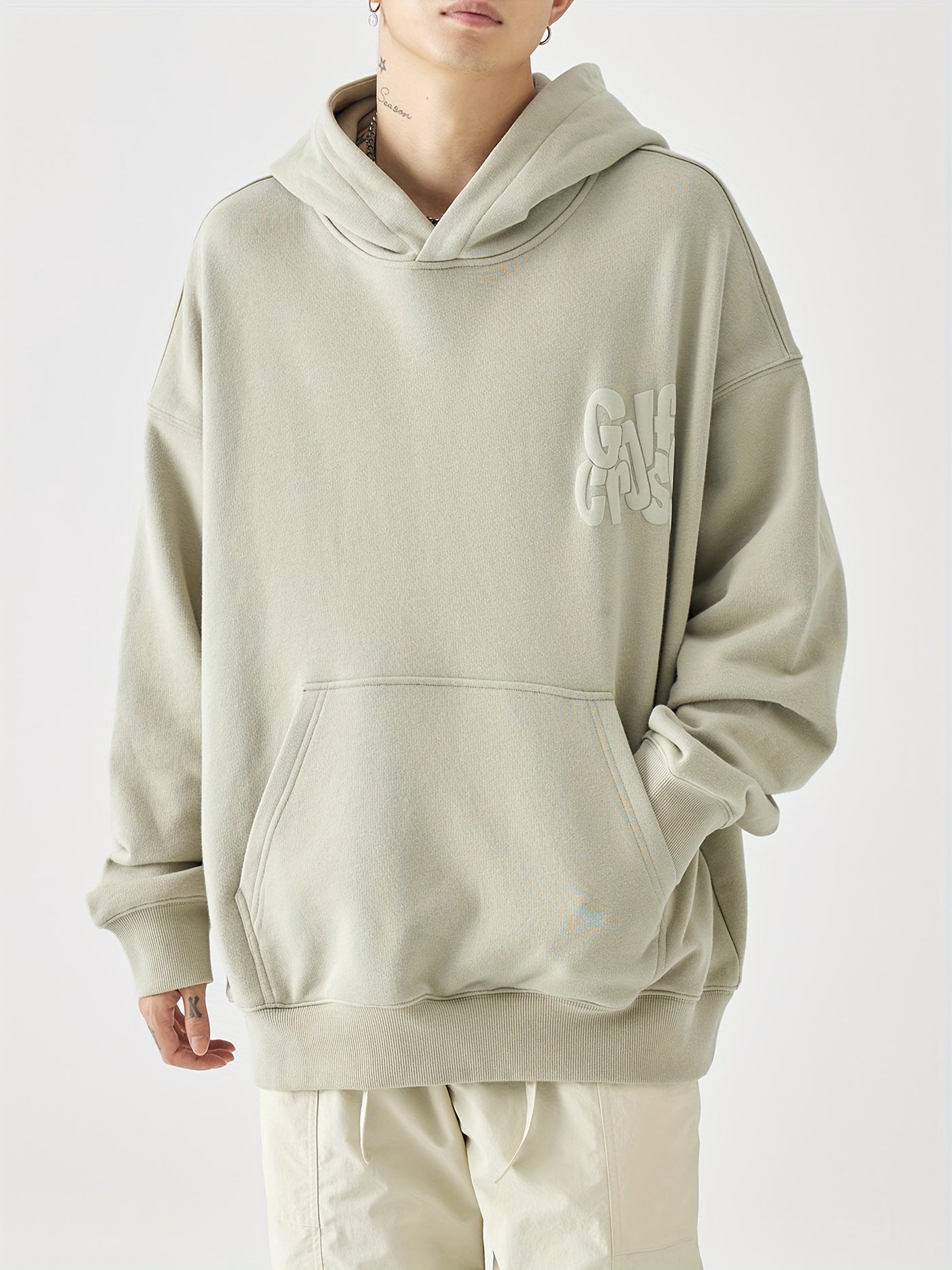 Loose Fit Hoodie met Letters Print Heren | Loose fit | Kangaroezak - Streetstyle design - Duurzaam katoenmix