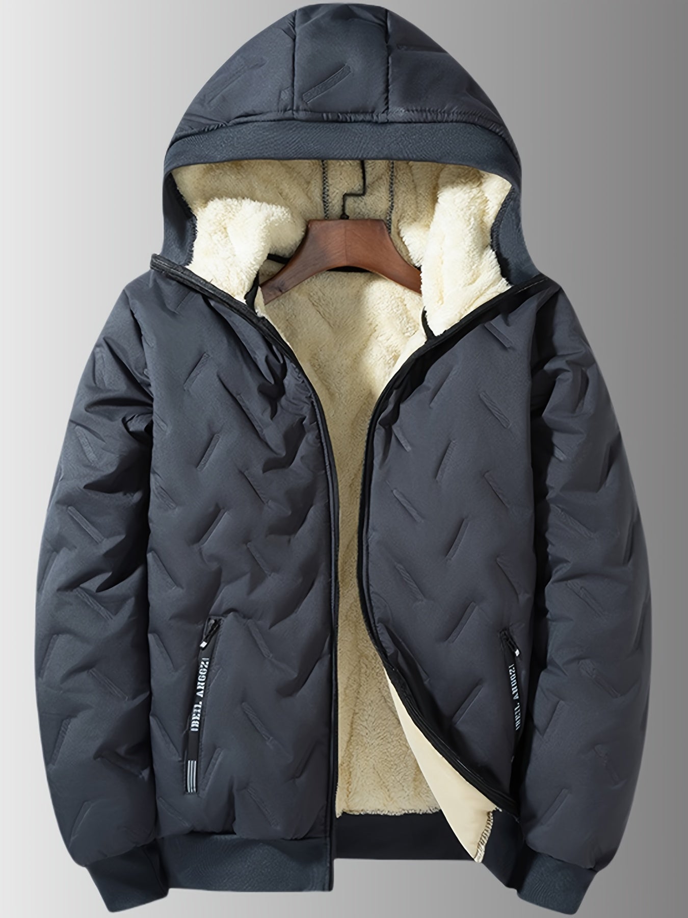 Visconte | Heren Winterjas Waterdicht dons | Fleece gevoerde Quilted jas, fleecevoering, trekkoordcapuchon, zwarte winterjas