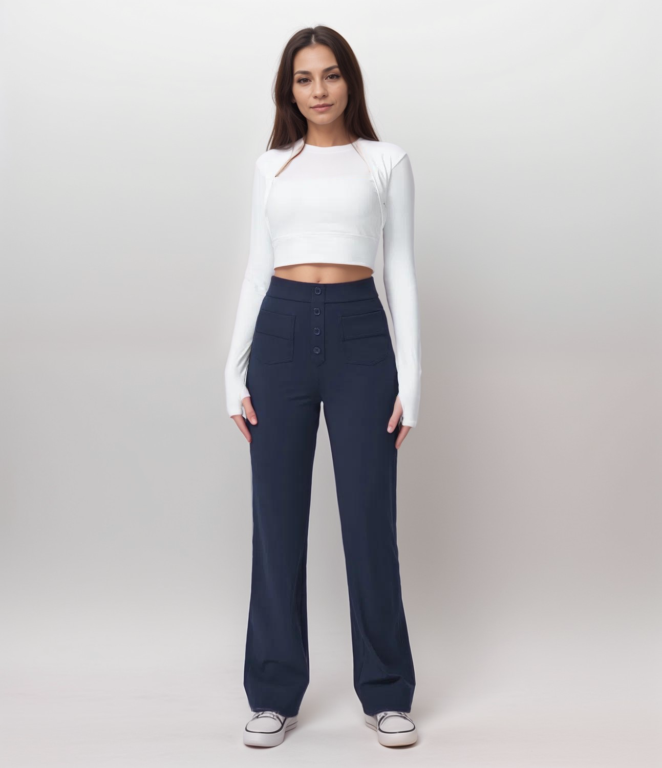 Lena - Elastische broek met hoge taille