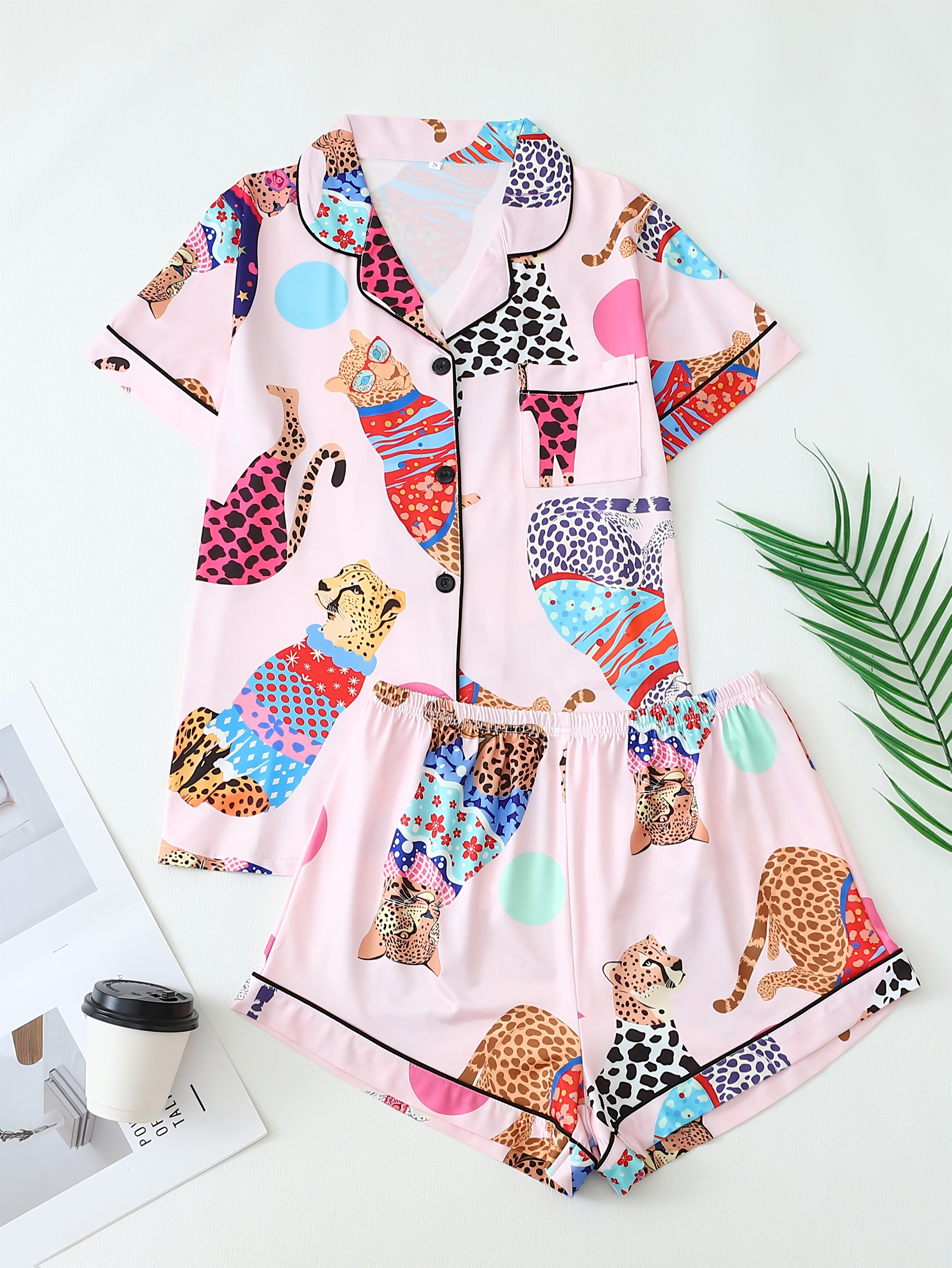 Kleurrijke Pyjama Set | Zomerset dames | Comfortabele Thuisoutfit