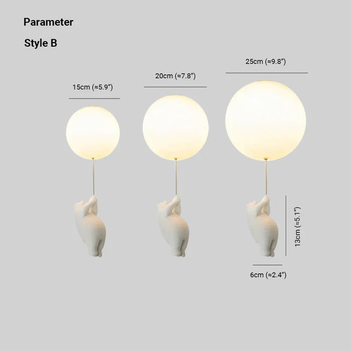 Kinderhanglamp | Beer en Ballon Design | CloudBear | Speels en Uniek Ontwerp | LED Verlichting | Hoogwaardig Kunststof en Metaal | Voor Kinderslaapkamers | 40 cm Diameter