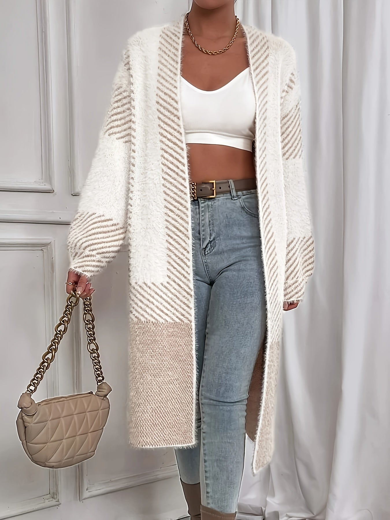 Open Front Cardigan met Streepprint Dames | Regular fit | Elegante uitstraling - Perfect voor Herfst/Winter - Comfortabele pasvorm