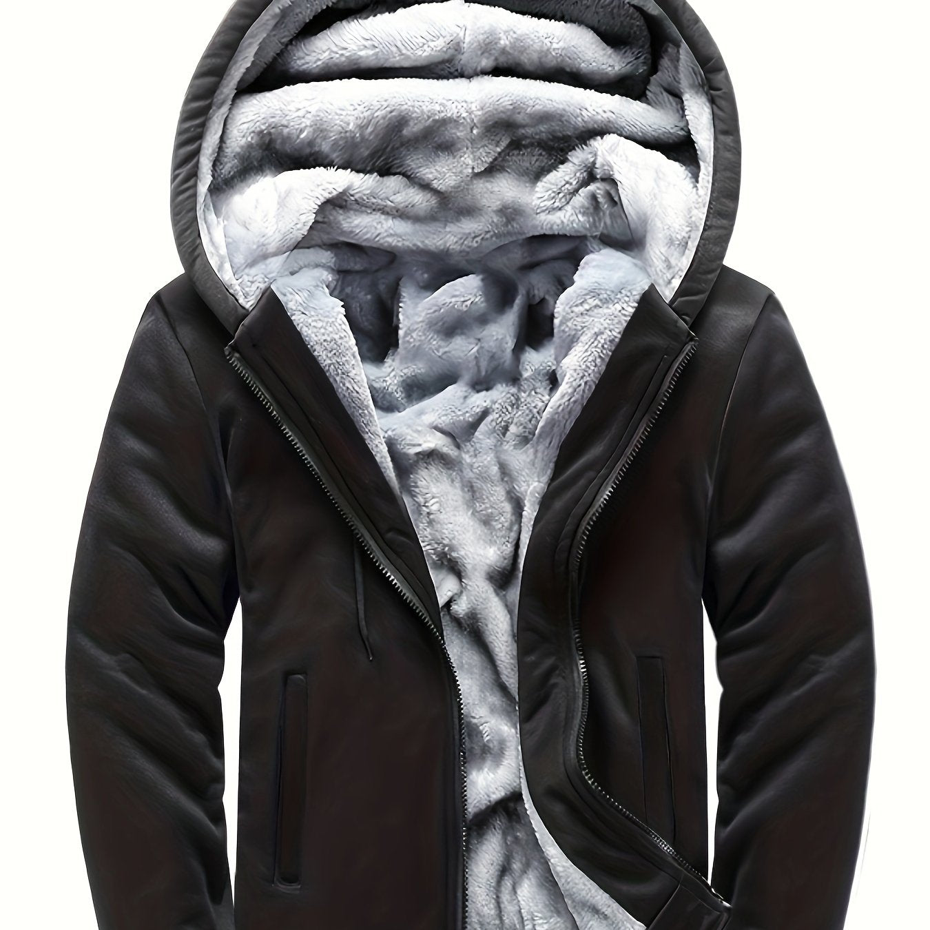 Visconte Heren Fleece Hooded Jacket – Warme Colorblock Winterjas, Casual Capuchonjas voor Herfst & Winter