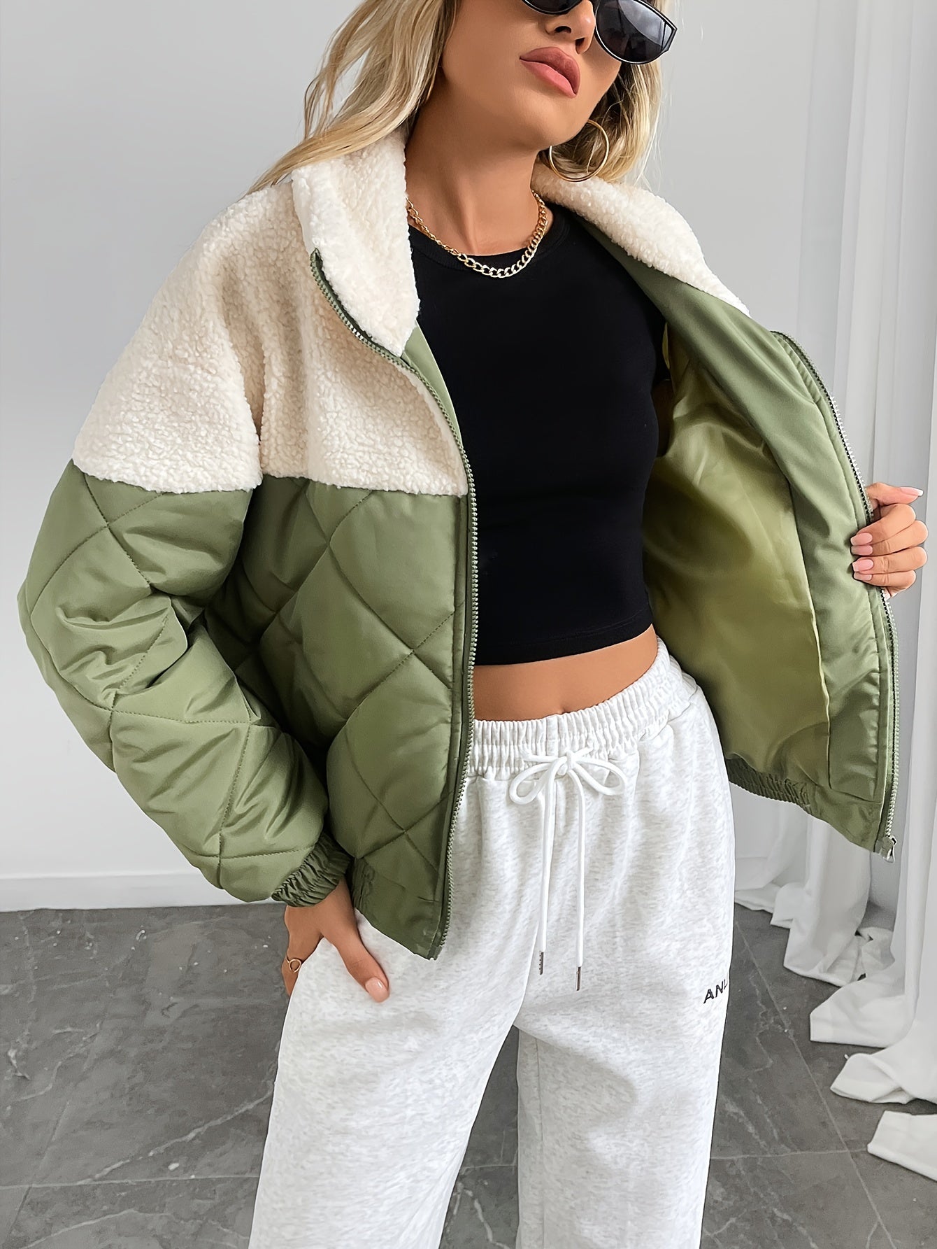 Quilted Tussen Jas | Casual Ronde Hals - Lange Mouwen - Herfst/Winter