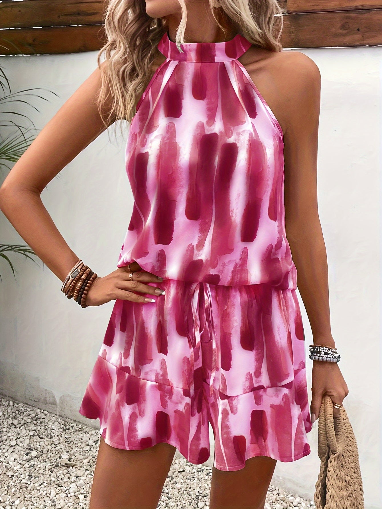 Mouwloze abstracte print jumpsuit | Zomer Outfit Dames | Elegante Zomerse Uitstraling