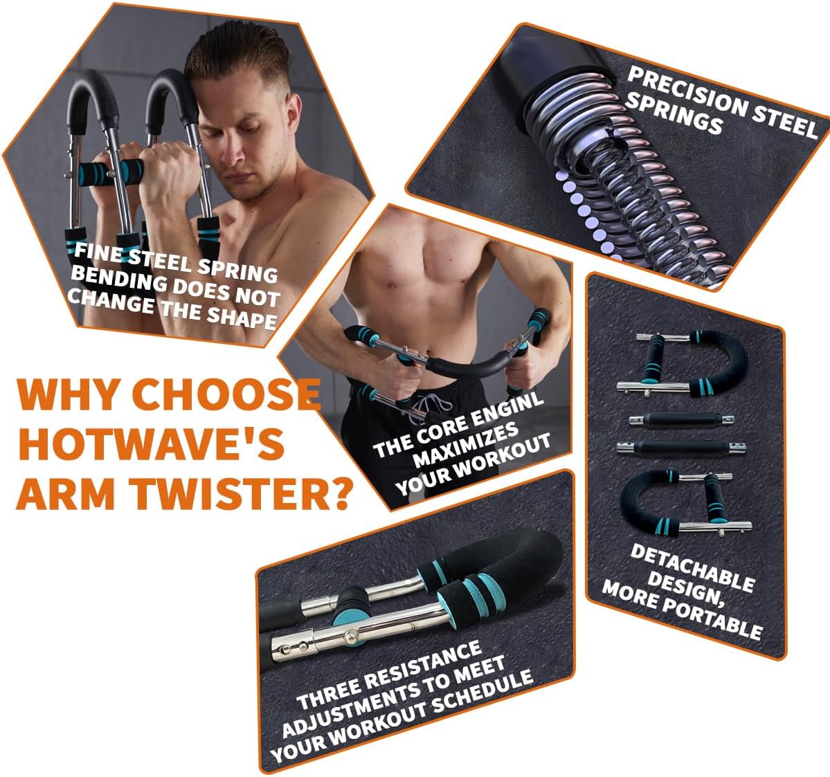 TwisterFlex Adjustable Power Twister – Strengthen Forearms, Triceps & Chest – Durable, Portable Strength Training Bar – Adjustable Resistance