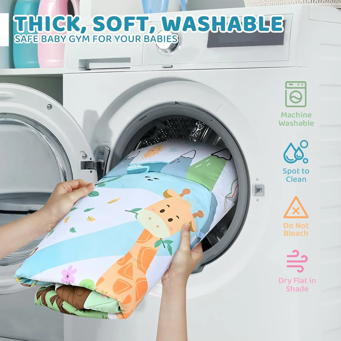 8-in-1 Baby Speelkleed met Ballenbak – Wasbare Baby Gym met Speeltjes voor Ontwikkeling & Buiktijd