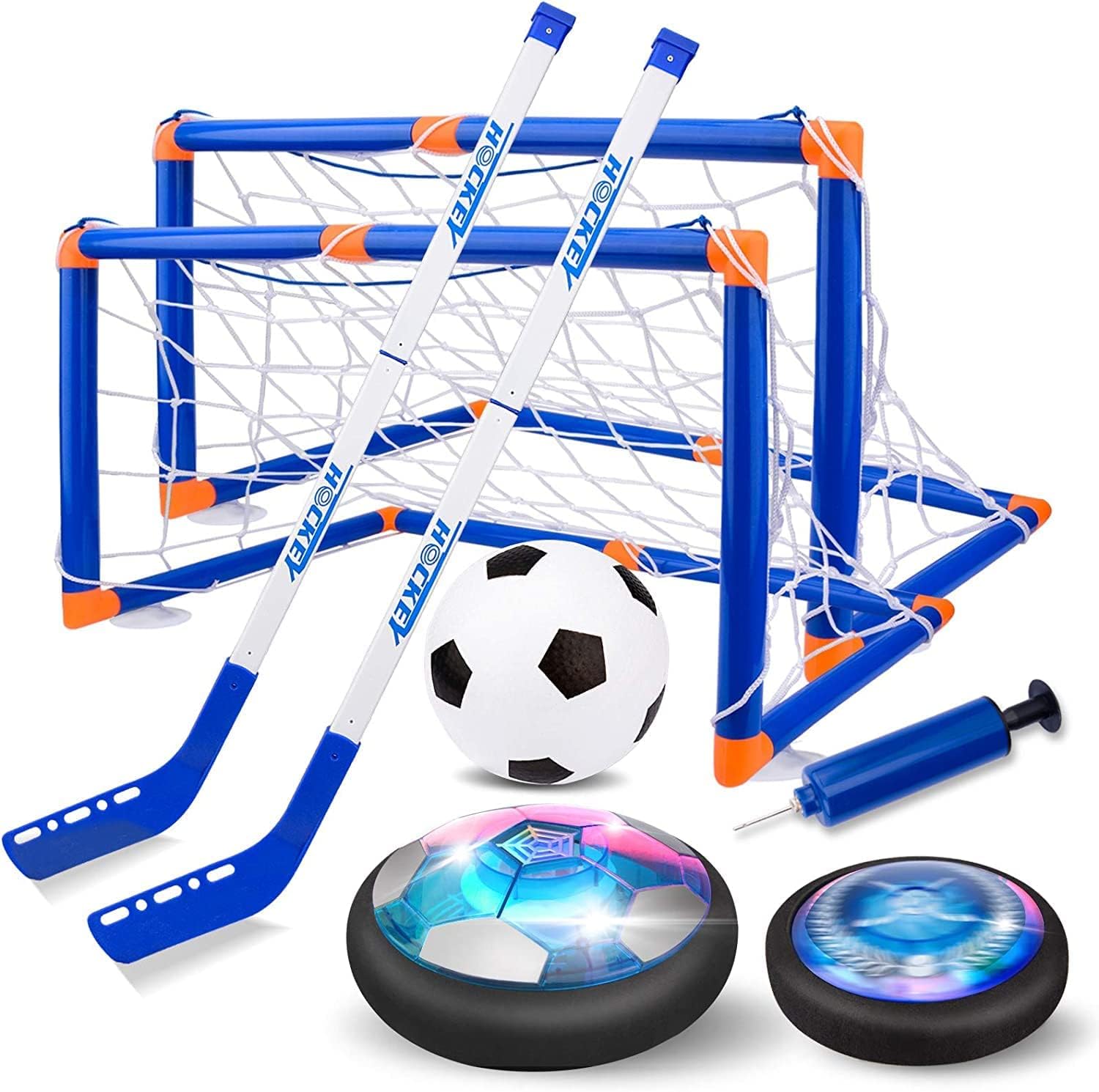 3-in-1 Hover Hockey en Voetbal Set - LED Verlichte Zwevende Bal voor Kinderen, Indoor en Outdoor Sport Speelgoed