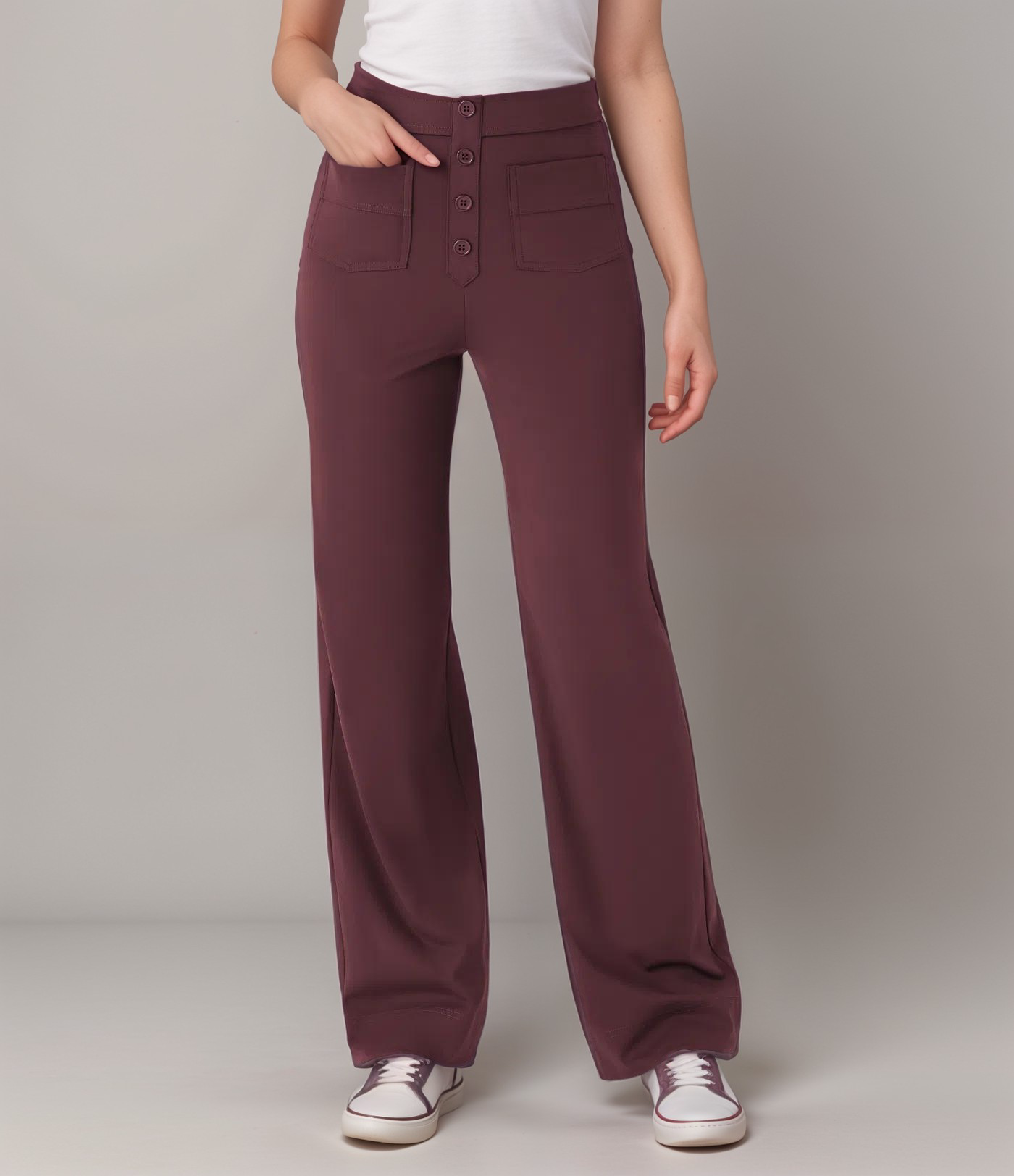 Lena - Elastische broek met hoge taille