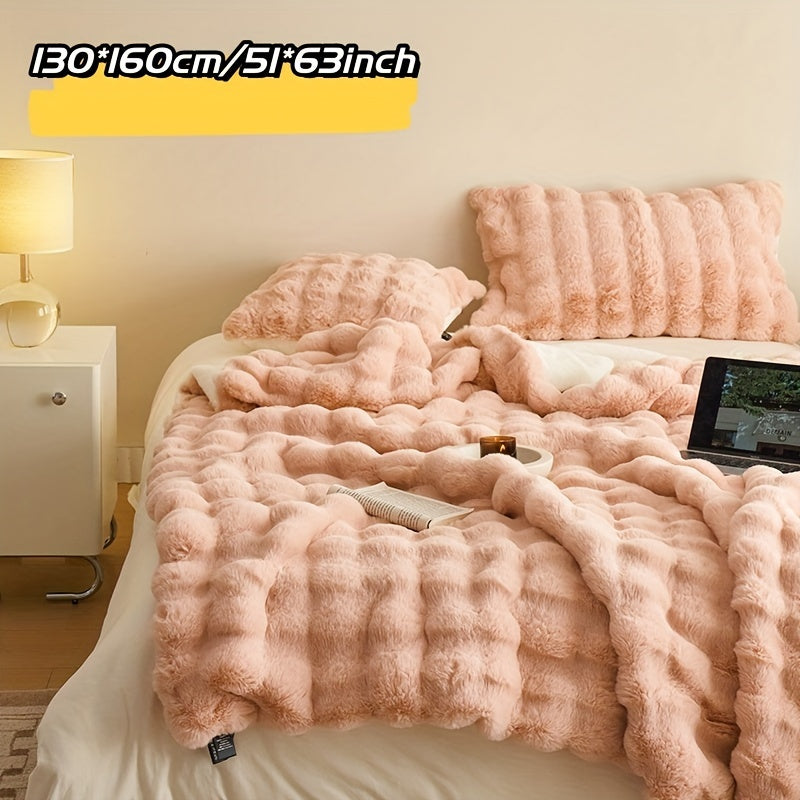 Double-sided Faux Rabbit Fleece Blanket | Soft Warm Blanket - Multifunctional for Bedroom, Sofa and Travel - For All Seasons