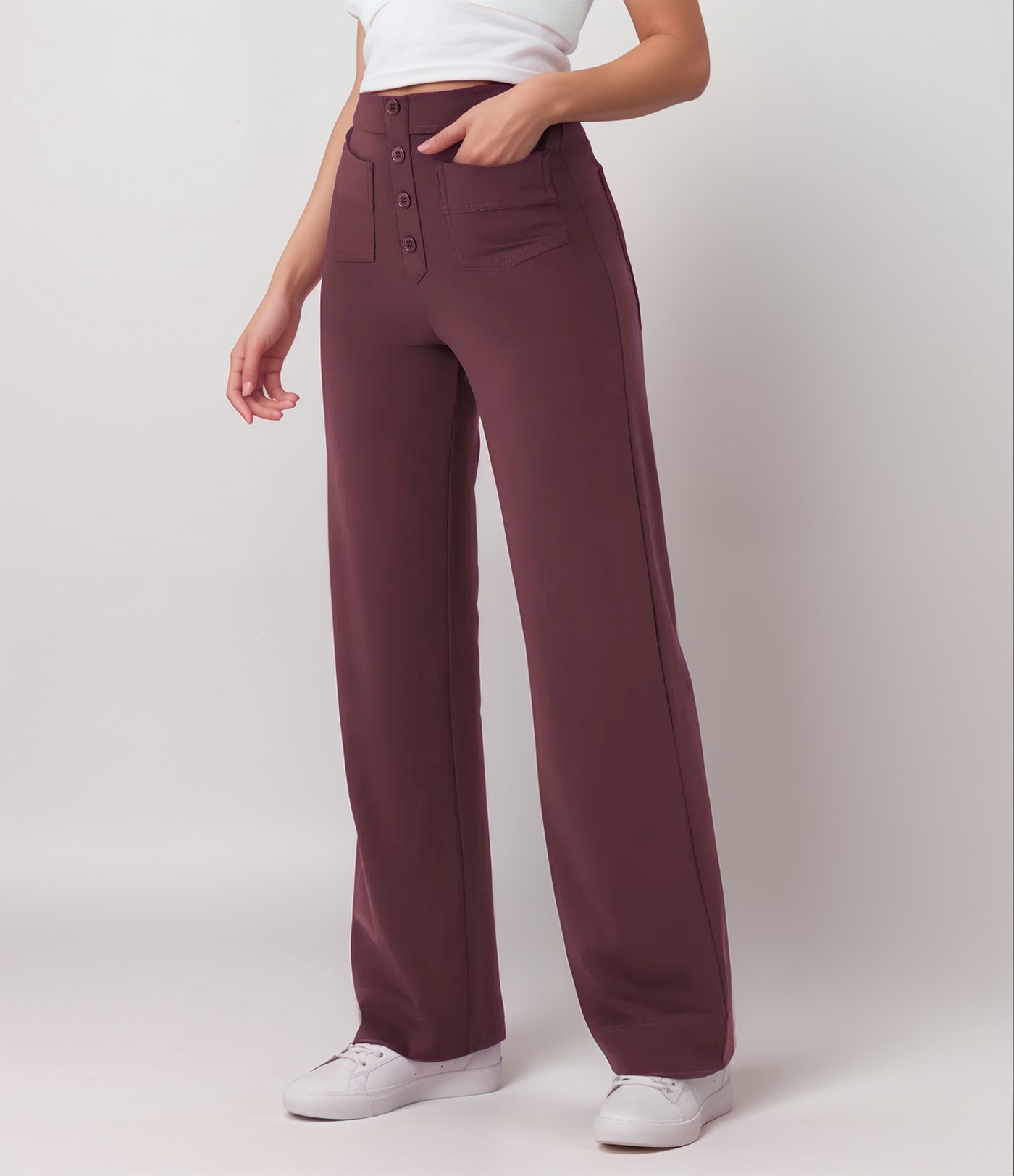 Lena - Elastische broek met hoge taille