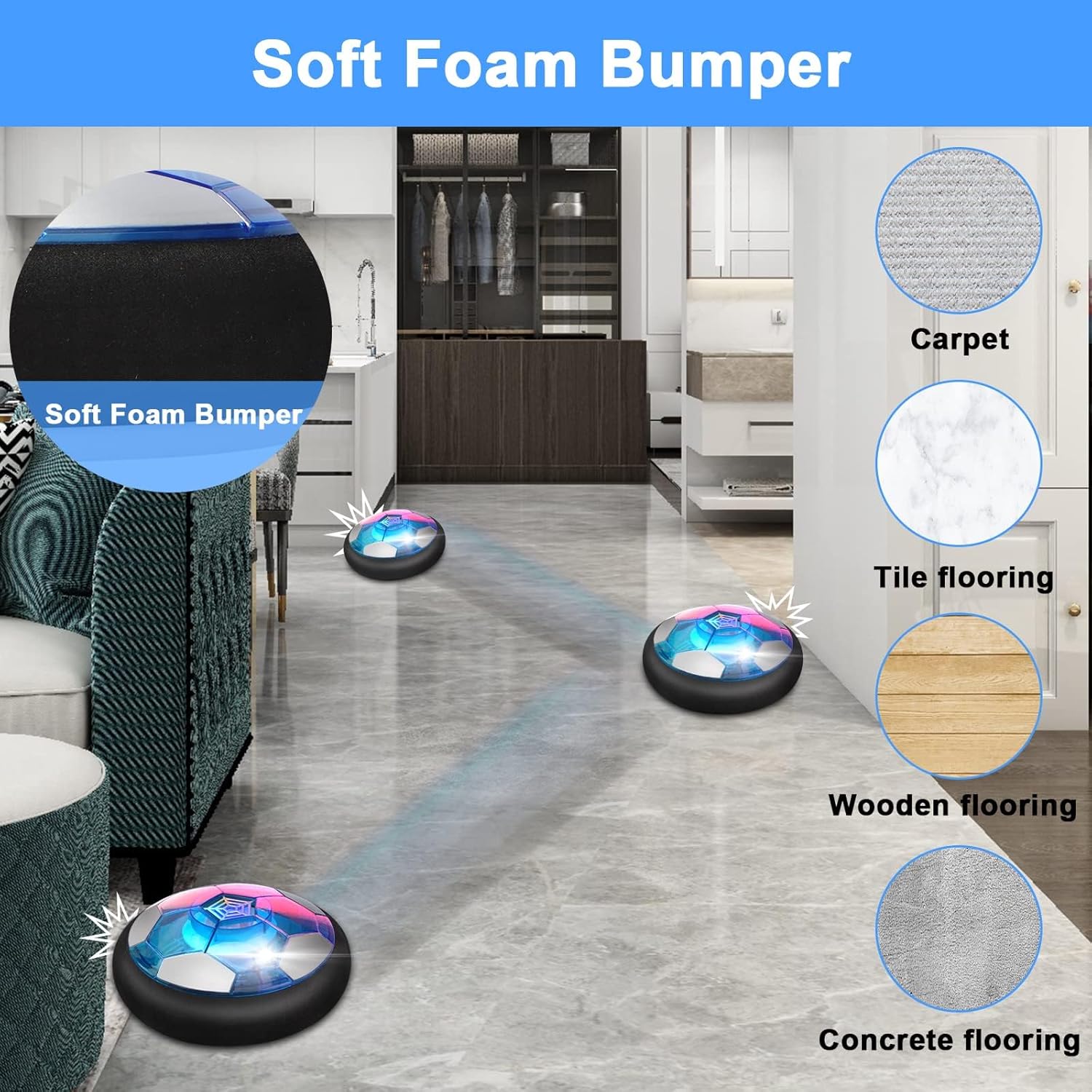 3-in-1 Hover Hockey en Voetbal Set - LED Verlichte Zwevende Bal voor Kinderen, Indoor en Outdoor Sport Speelgoed