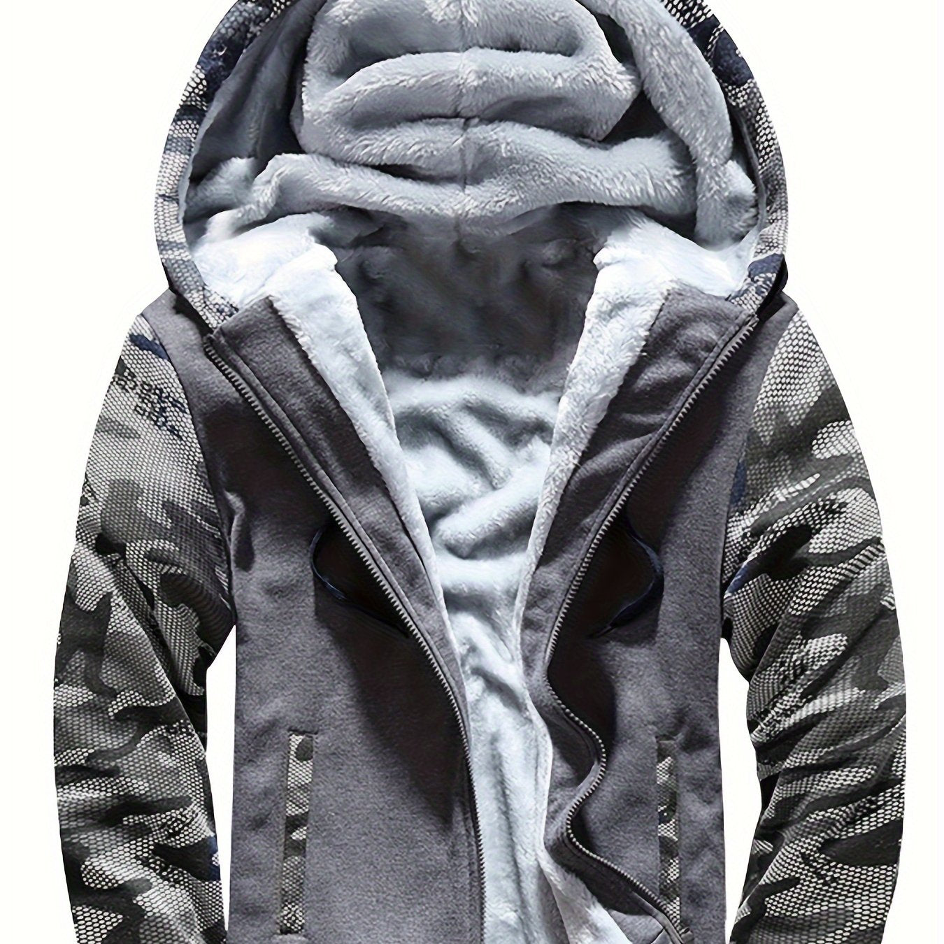 Visconte Heren Fleece Hooded Jacket – Warme Colorblock Winterjas, Casual Capuchonjas voor Herfst & Winter