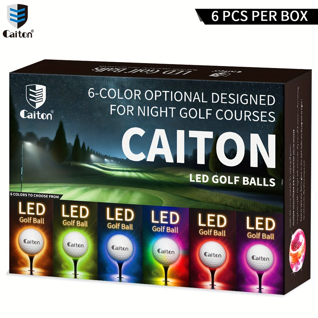Caiton – 6-Pack LED Golfballen met Sensor | Verlichte Golfballen | Voor Nachtgolf, Feestdagen & Cadeau-ideeën