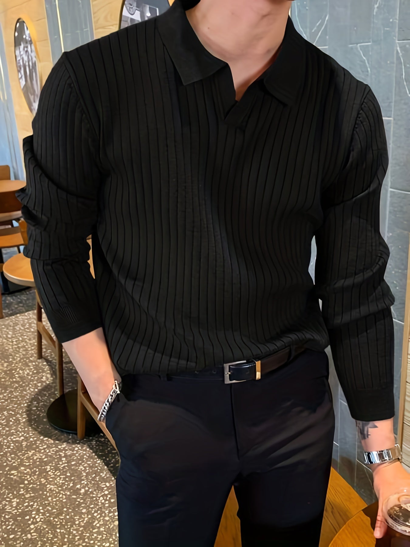 Heren Polo Trui Merinowol V-Hals - Stijlvolle Revers - Regular Fit - Aristone - AR 12 - Essential in Meerdere Kleuren