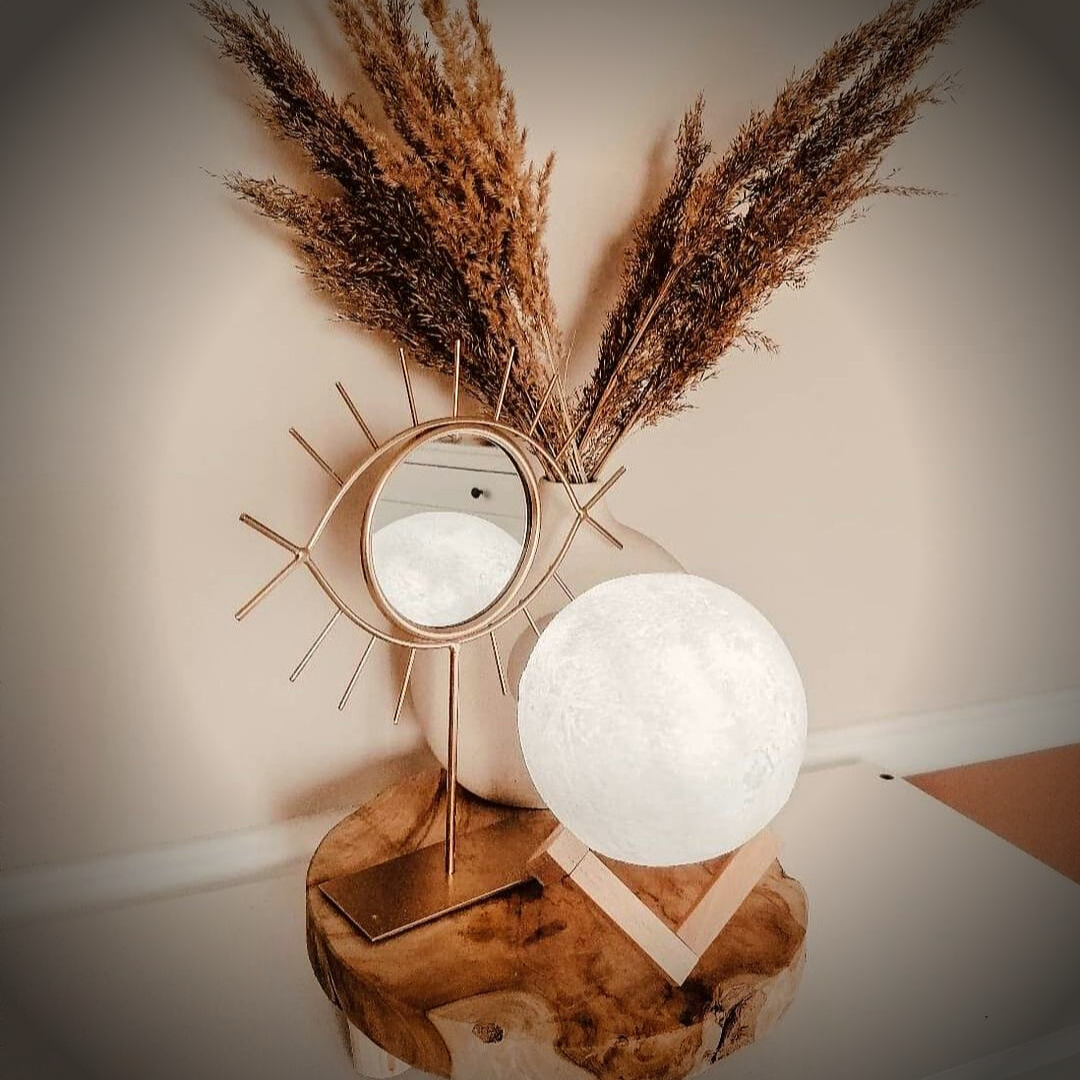 Magische Maanlamp - met Draadloze Touch Control en Houten Stand