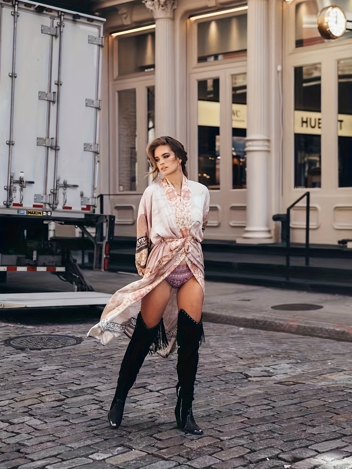 Barbara | Lange kimono met bloemenprint dames