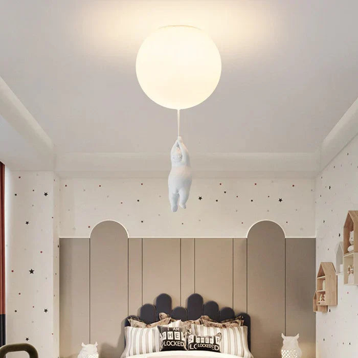 Kinderhanglamp | Beer en Ballon Design | CloudBear | Speels en Uniek Ontwerp | LED Verlichting | Hoogwaardig Kunststof en Metaal | Voor Kinderslaapkamers | 40 cm Diameter