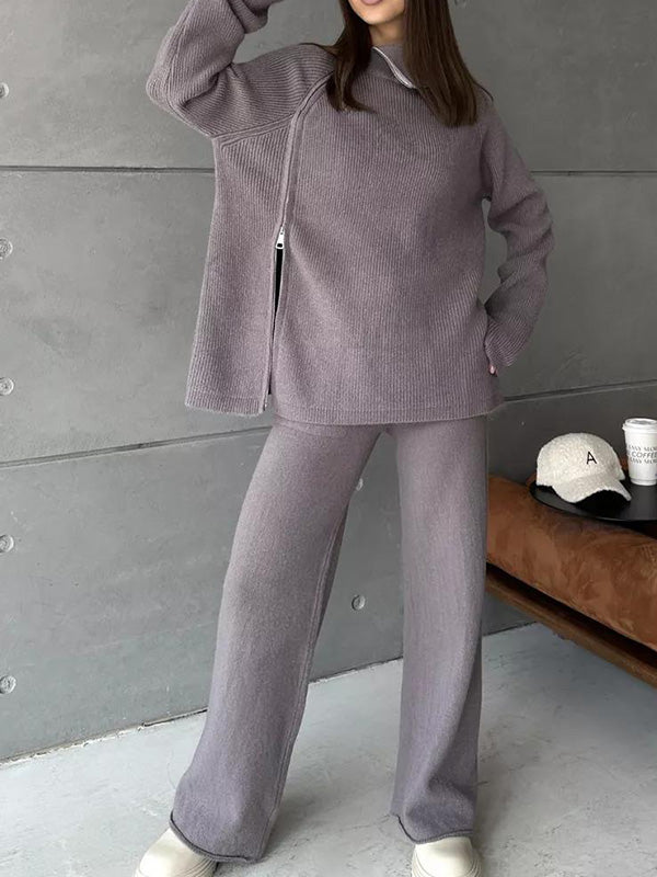 Joleen | Elegante zijrits trui tweedelige set