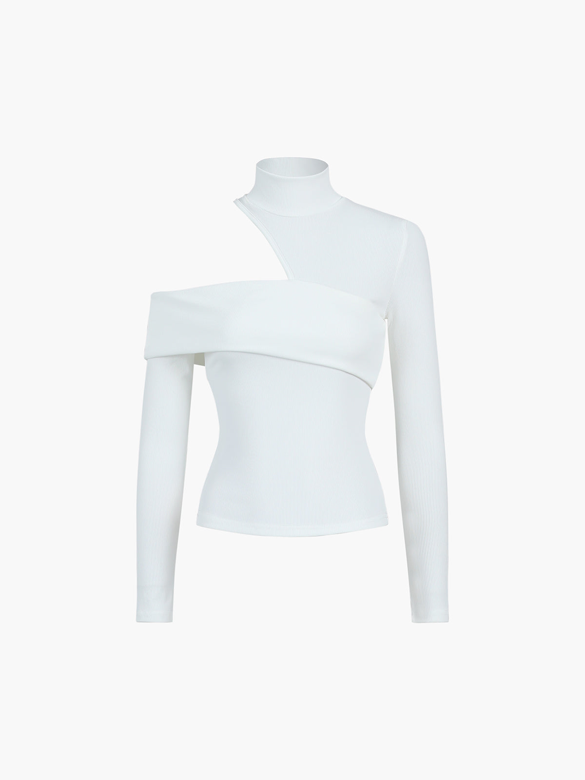 Oblique Cutout Rib Long Sleeve | Dames Topje