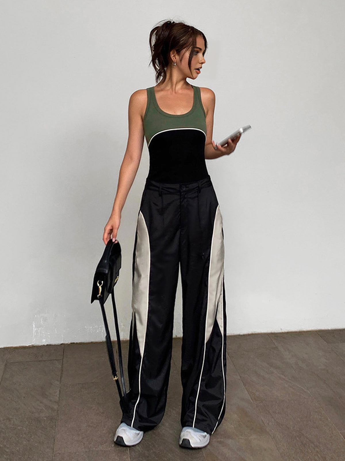 Visconte | Baggy Patchwork Broek met Trekkoord