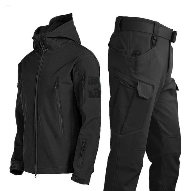 Northpeak Heren Outdoor Set - Gevoerde Winterjas met Capuchon en Cargobroek - Warme Tactische Outdoorkleding, Los of als Set in Khaki, Groen en Zwart