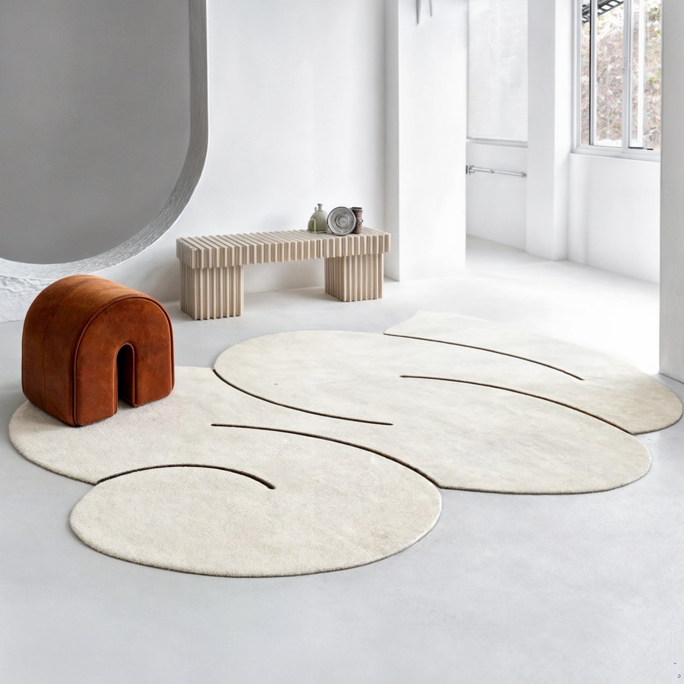 CozyNest Uniek Wollen Tapijt met Onregelmatige Vorm voor een Stijlvolle Interieur Upgrade